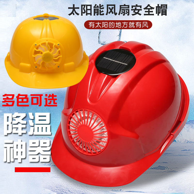 Solar Fan Safety Helmet - Electric Cooling, USB Rechargeable, Hi-Vis Construction Hard Hat