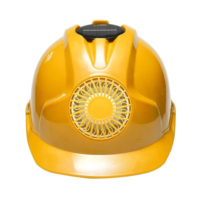 Solar Fan Safety Helmet - Electric Cooling, USB Rechargeable, Hi-Vis Construction Hard Hat