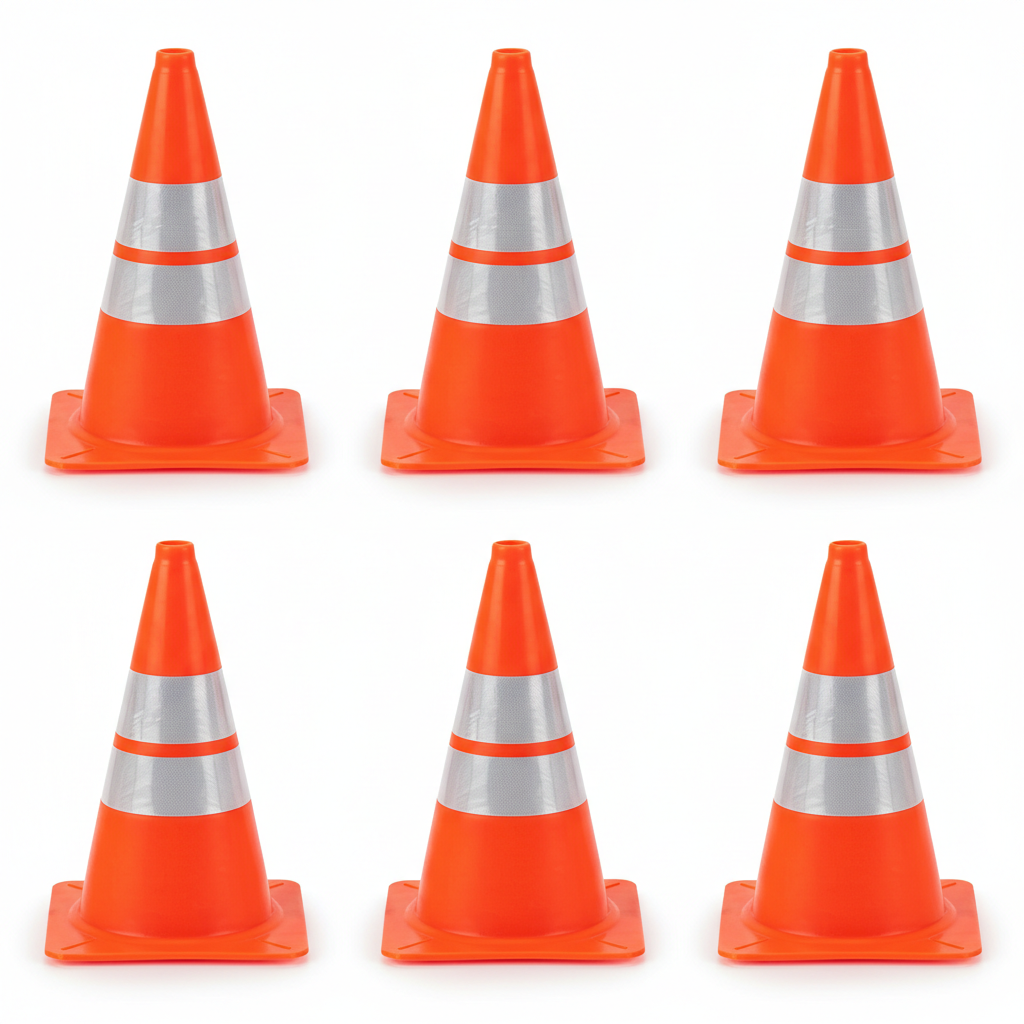 28-inch OSHA orange traffic safety cones 6-pack with reflective collars