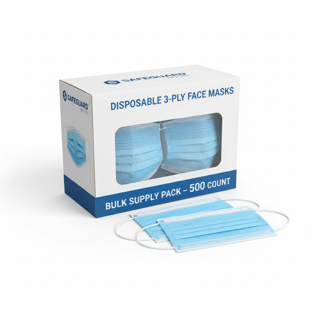 Disposable 3-ply face masks bulk supply pack